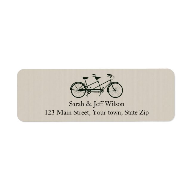 Tandem Bicycle Taupe Return Address Labels (Front)