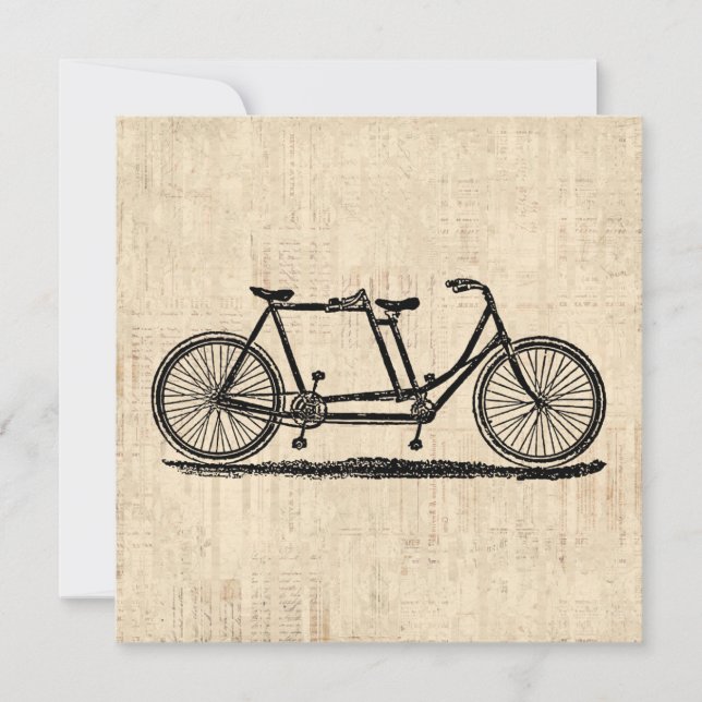 Tandem Bicycle Two Person Bicycle Antique Bike Card (Front)