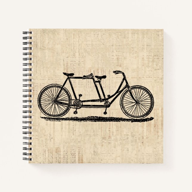 Tandem Bicycle Two Person Bicycle Antique Bike Notebook (Front)