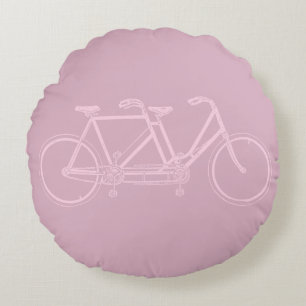 Tandem Bicycle Two Seat Bike Art CUSTOM COLOR Round Cushion