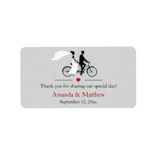 Tandem Bicycle Wedding Favour Labels