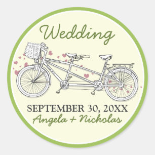 Tandem Bicycle Wedding Invitation Seal (lime)