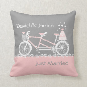 Tandem Bicycle Wedding Keepsake Pillow