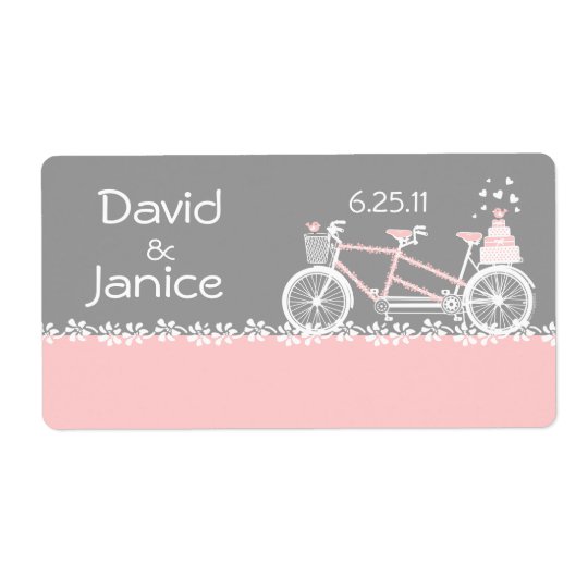 Tandem Bicycle Wedding Name Tag Label Shipping Label