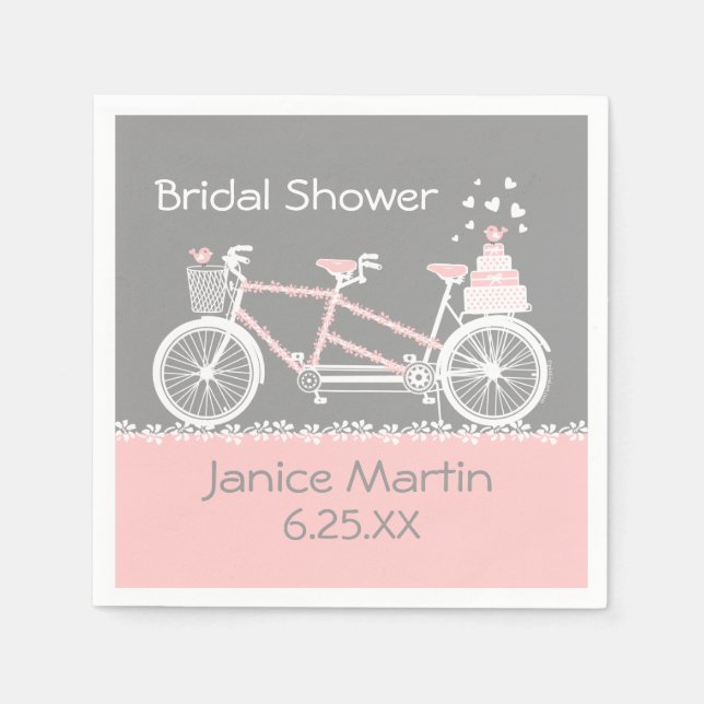 Tandem Bicycle Wedding Napkin (Front)