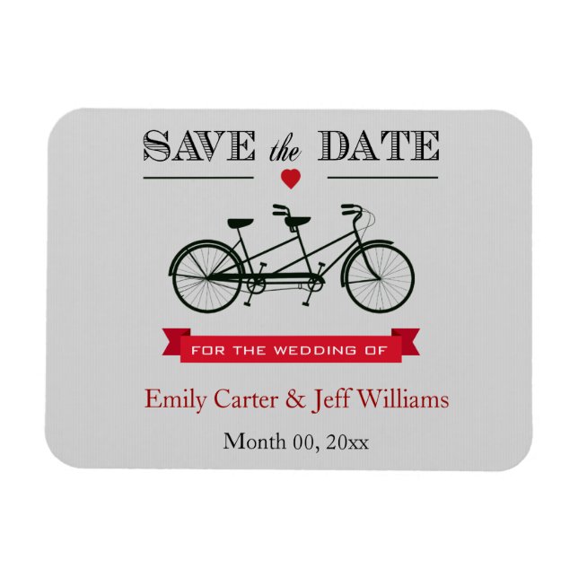 Tandem Bicycle Wedding Save the Date Magnets (Horizontal)