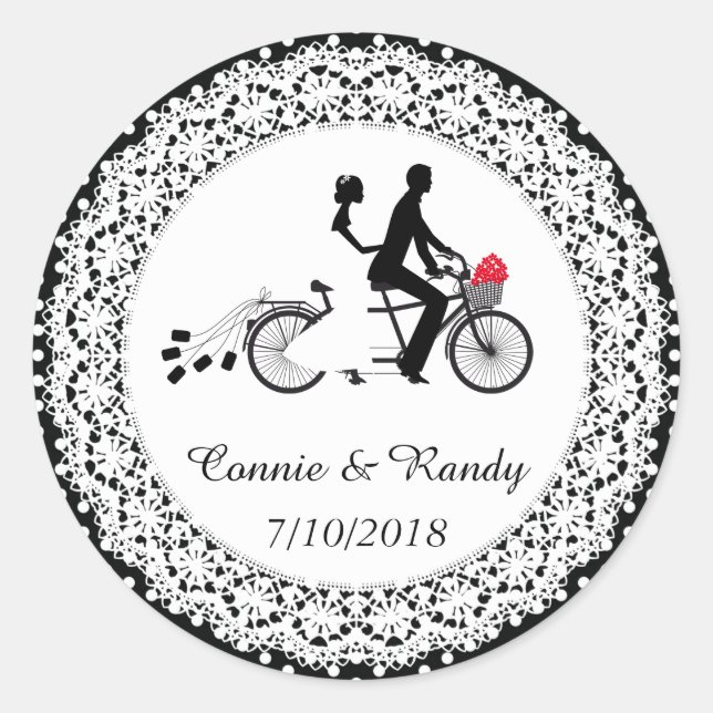 Tandem Bicycle Wedding Sticker (Front)