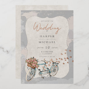 tandem bicycle world map wedding