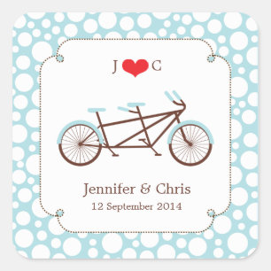 Tandem Bike (Blue Dots) Favour Sticker