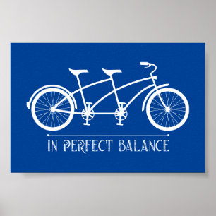 Tandem Bike In Perfect Balance Blue White Poster