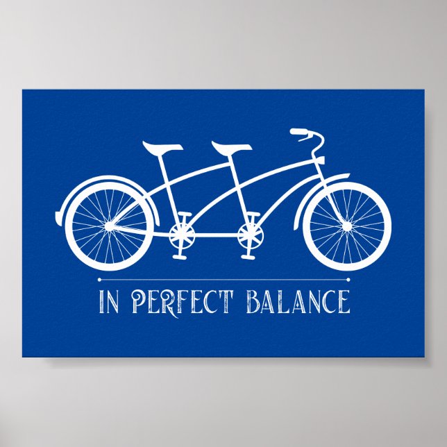 Tandem Bike In Perfect Balance Blue White Poster (Front)