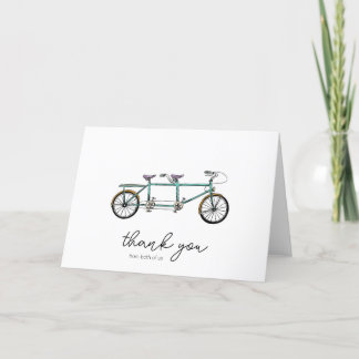 Tandem Bike Thank You from Both, Wedding  Card