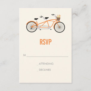 Tandem Bike Wedding RSVP - Orange Card