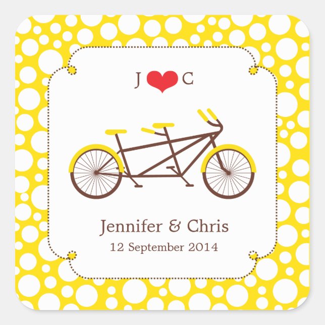 Tandem Bike (Yellow Dots) Favour Sticker (Front)