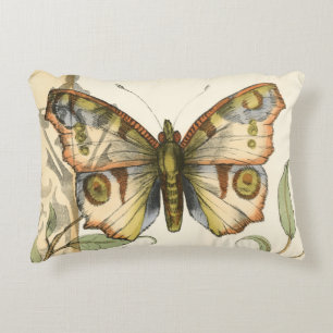 Tandem Butterflies Over Green Leaves Decorative Cushion