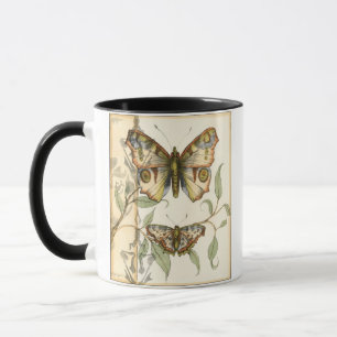 Tandem Butterflies Over Green Leaves Mug