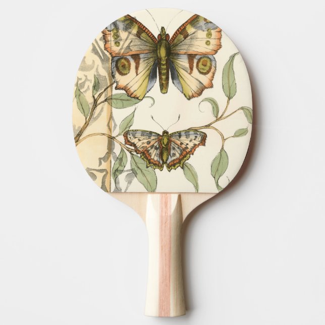 Tandem Butterflies Over Green Leaves Ping Pong Paddle (Front)