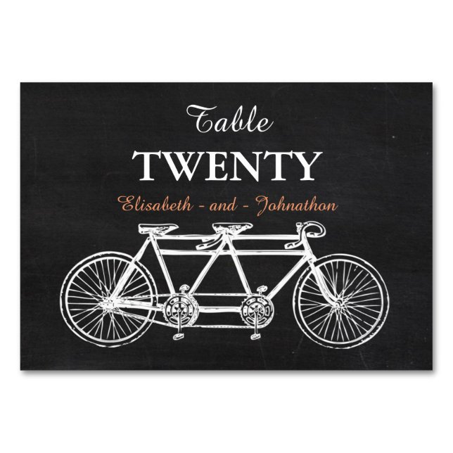Tandem Chalkboard Wedding Table Number (Front)