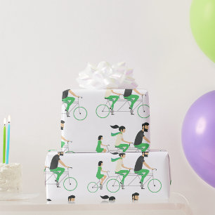 Tandem Cyclists Wrapping Paper