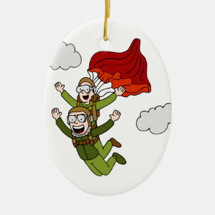 Tandem Sky Diving Ceramic Ornament