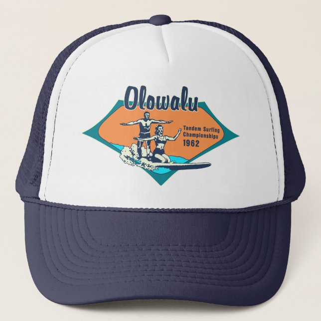 Tandem Surfing Hawaiian Retro Trucker Hats (Front)