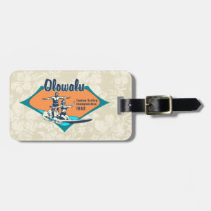 Tandem Surfing Hawaiian Surfboard Luggage Tags