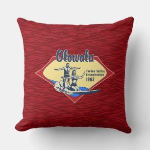 Tandem Surfing Hawaiian Vintage Surf Design Cushion