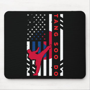 Tang Soo Do Martial Arts Karate American Flag Wome Mouse Pad