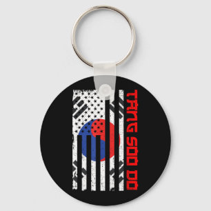 Tang Soo Do - USA Flag Taekwondo Mixed Martial Key Ring