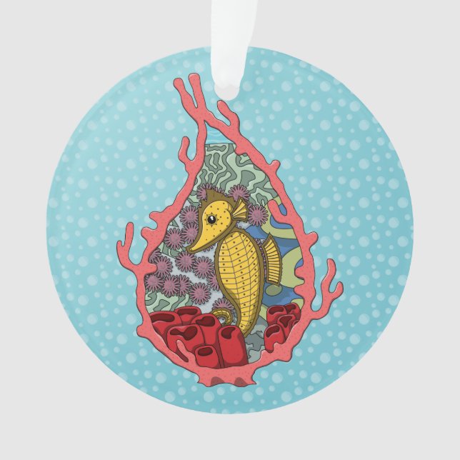 Tanga the Seahorse Acrylic Ornament (Front)