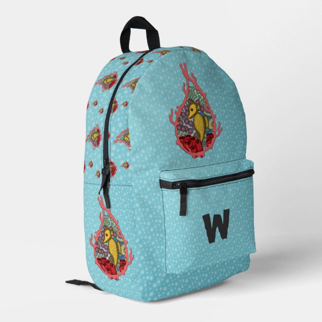 Tanga the Seahorse Printed Backpack (Back Corner Left)