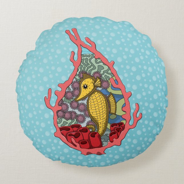 Tanga the Seahorse Round Pillow (Front)