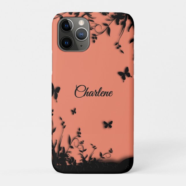 Tangarine Butterfly Garden Personalised Case-Mate iPhone Case (Back)