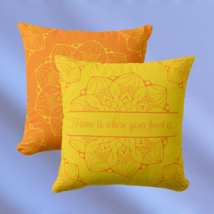 Tangelo Orange Mandala Personalised Cushion