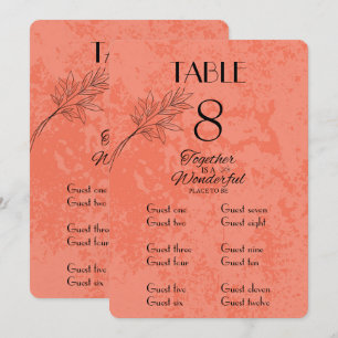 Tangerine and Black Table Number and Place Card