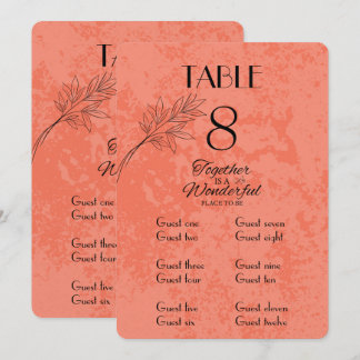 Tangerine and Black Table Number and Place Card 