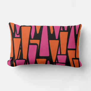 Tangerine and Fuchsia Abstract Design Pillows