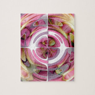 Tangerine and Rose Abstract Collage Jigsaw Puzzle