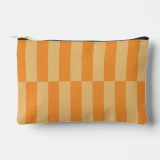 Tangerine and Wheatberry Striped Pattern Design Accessory Pouch