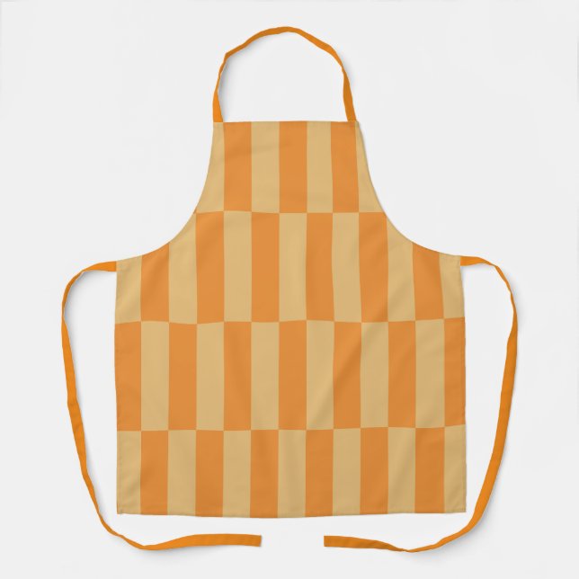 Tangerine and Wheatberry Striped Pattern Design Apron (Front)