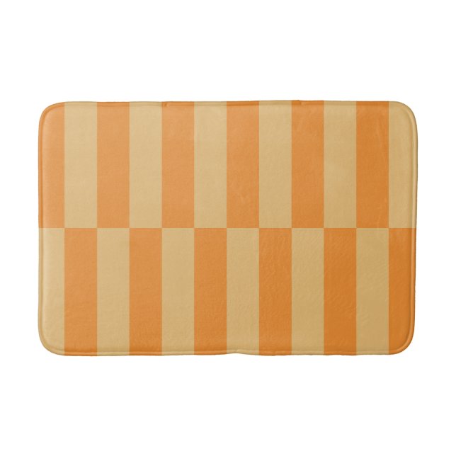 Tangerine and Wheatberry Striped Pattern Design Bath Mat (Front)