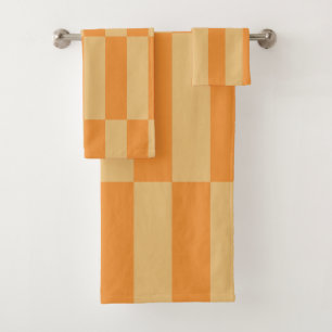 Tangerine and Wheatberry Striped Pattern Design Bath Towel Set