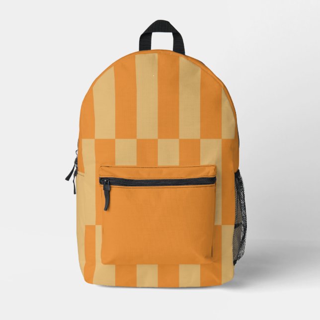 Tangerine and Wheatberry Striped Pattern Design Printed Backpack (Front)