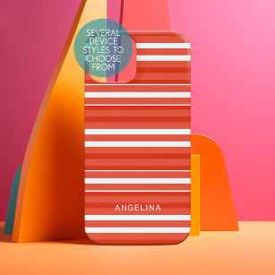 Tangerine and White Striped Pattern Custom Name Samsung Galaxy Case