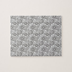 Tangerine Black Paisley Jigsaw Puzzle