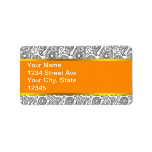 Tangerine Black Paisley Label