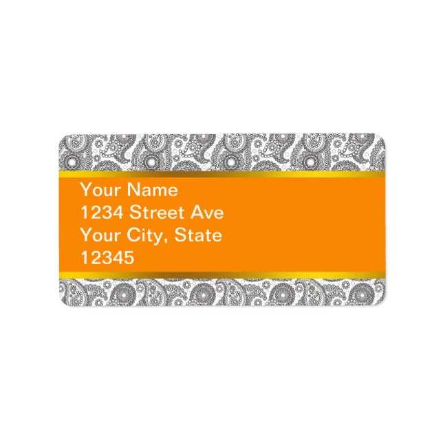 Tangerine Black Paisley Label (Front)