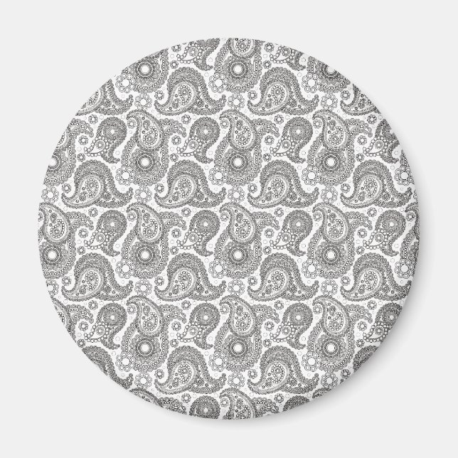 Tangerine Black Paisley Magnet (Front)