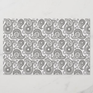 Tangerine Black Paisley Stationery