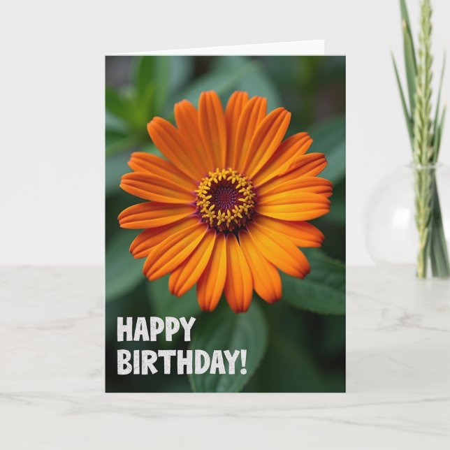 Tangerine Bloom Birthday Card (Front)